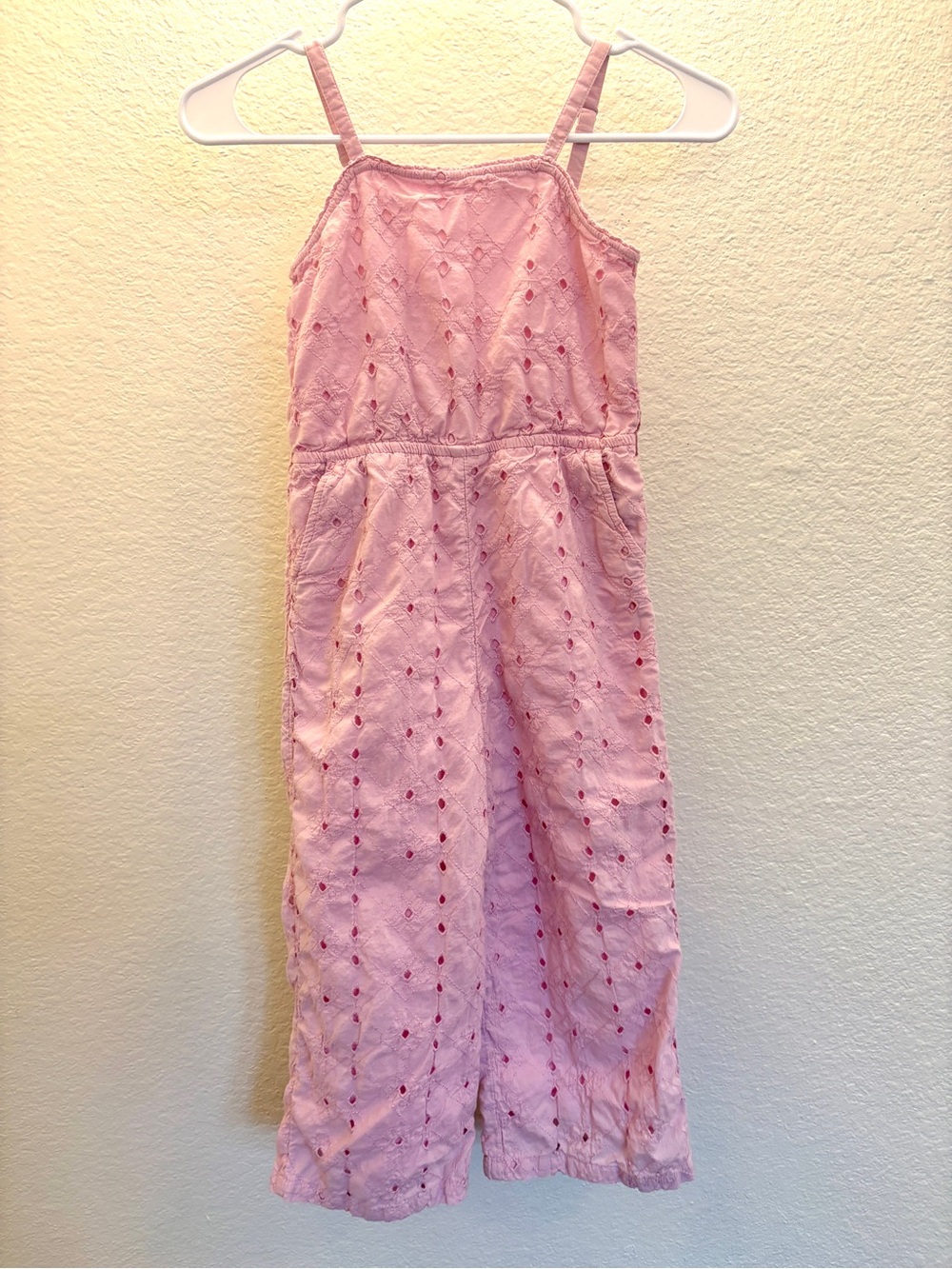 abercrombie kids Pink Eyelet Wide-Leg Jumpsuit